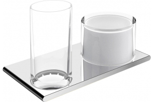 Двойной держатель со стаканом и дозатором жидкого мыла Keuco Edition 400 11553019000