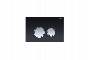 KDI-0000029 (006E3) Панель смыва Черная,закаленное стекло (клавиша круглая,ободок хром)