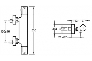 E24394-CP METRO термостатический смеситель для душа