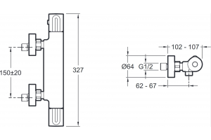 E24394-BL METRO термостатический смеситель для душа матовый черный
