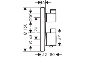 Смеситель для душа с термостатом Hansgrohe Ecostat S с запорным вентилем 15758670, чёрный матовый