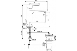 Смеситель для раковины Ideal Standard Cerafine О с пластиковым донным клапаном BC496AA