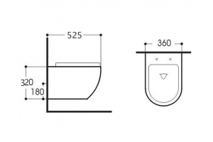 AQ1901-MW ЕВРОПА Унитаз подвесной безободковый 525*360*320мм, тонкое сиденье с механизмом плавного закрывания, крепеж, цвет матовый белый