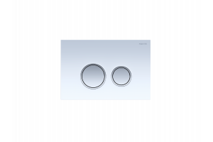 KDI-0000028 (006E1) Панель смыва Белая,закаленное стекло (клавиша круглая,ободок хром)