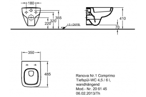 Подвесной унитаз Geberit Renova Nr.1 Comprimo New 206145000R с микролифтом