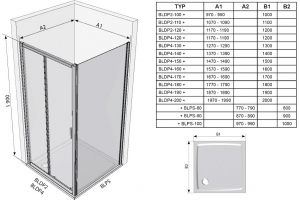 Душевая дверь раздвижная двухэлементная Ravak Blix BLDP2-110 (блестящий+транспарент) 0PVD0C00Z1