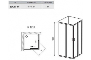 Душевая дверь Ravak Blix BLRV2K-100 100x100 1XVA0U00ZG