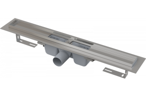 Душевой лоток Alcadrain с порогами для перфорированной решетки, с горизонтальным стоком (сталь) (APZ1-950)