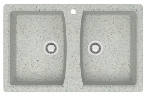Кухонная мойка AZARIO Elmas 780х500х190 двойная, искусственный мрамор, цвет светло серый (CS00078335)