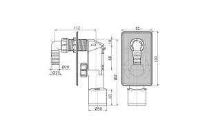 Сифон для стиральной машины Alcadrain под штукатурку (AG210321100)