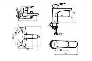 Набор смесителей для ванны и умывальника Bravat Eler смеситель для ванны; штанга; лейка 1 режим; шланг 1,5 м, хром (F191238CP-SET)