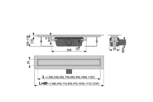 Душевой лоток Alcadrain Marble с решеткой под плитку (APZ15-550)