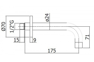 Излив из стены, для ванны Paffoni LIGHT, D24mm, 175 мм, хром (ZBOC139CR)