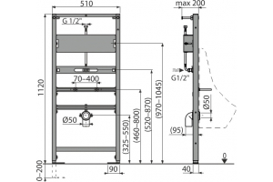 Монтажная рама для писсуара Alcadrain и сенсорного устройства, сталь (A107S/1120)