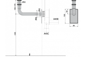 Патрубок сифона Alcadrain с крышкой и накидной гайкой 5/4" (A438)