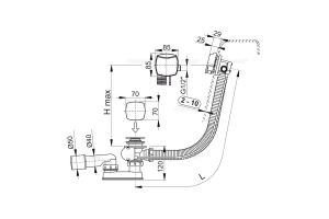 Слив-перелив Alcadrain для ванны, автомат, с напуском воды через перелив, хром (A564CRM2-120)