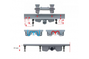 Душевой трап Alcadrain Optima с порогами для перфорированной решетки или решетки под кладку (APZ12-950)