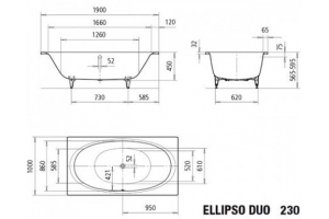 Ванна стальная KALDEWEI Elipso Duo 190x100 standard