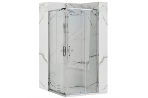 Душевое ограждение Loranto 90x90x190 прозрачное закаленное стекло 5 мм, профиль серебро, без поддона (CS-21809)