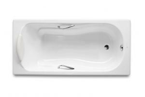 Ванна чугунная Roca HAITI 170х80, противоскользящее покрытие, с отверстиями для ручек