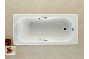Ванна чугунная Roca HAITI 170х80, противоскользящее покрытие, с отверстиями для ручек